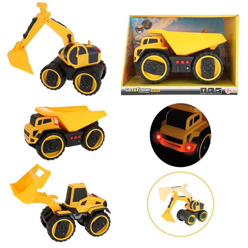 Toi-toys toi toys cars trucks bouwvoertuig 22cm frictie met licht en geluid