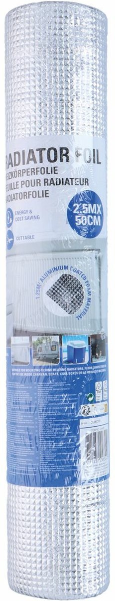 Kinzo radiatorfolie - 250 x 50 cm - aluminium - energiebesparende isolatiefolie