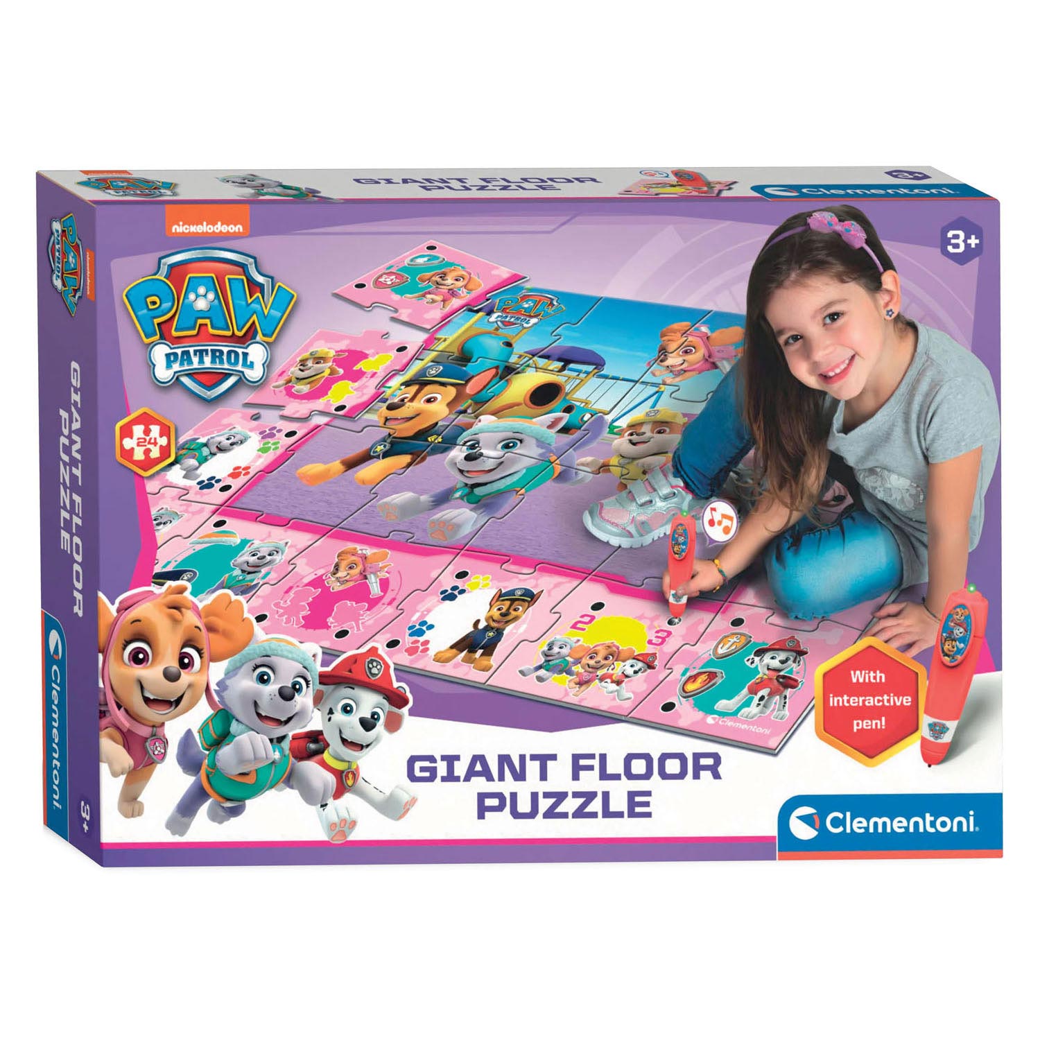 Clementoni Vloerpuzzel Groot Interactief - Paw Patrol Roze