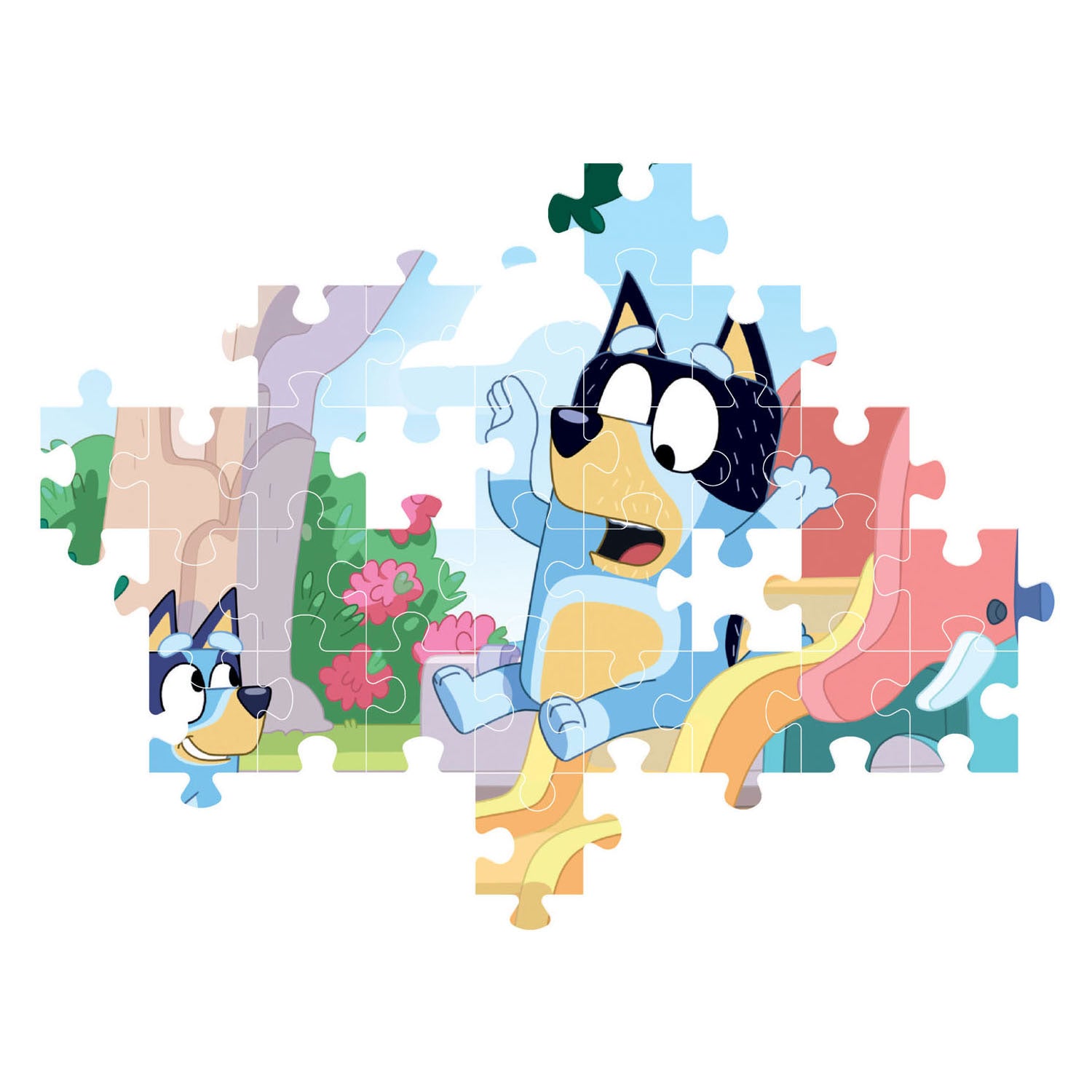 Clementoni jigsaw puzzle Bluey on the slide, 104 pieces.
