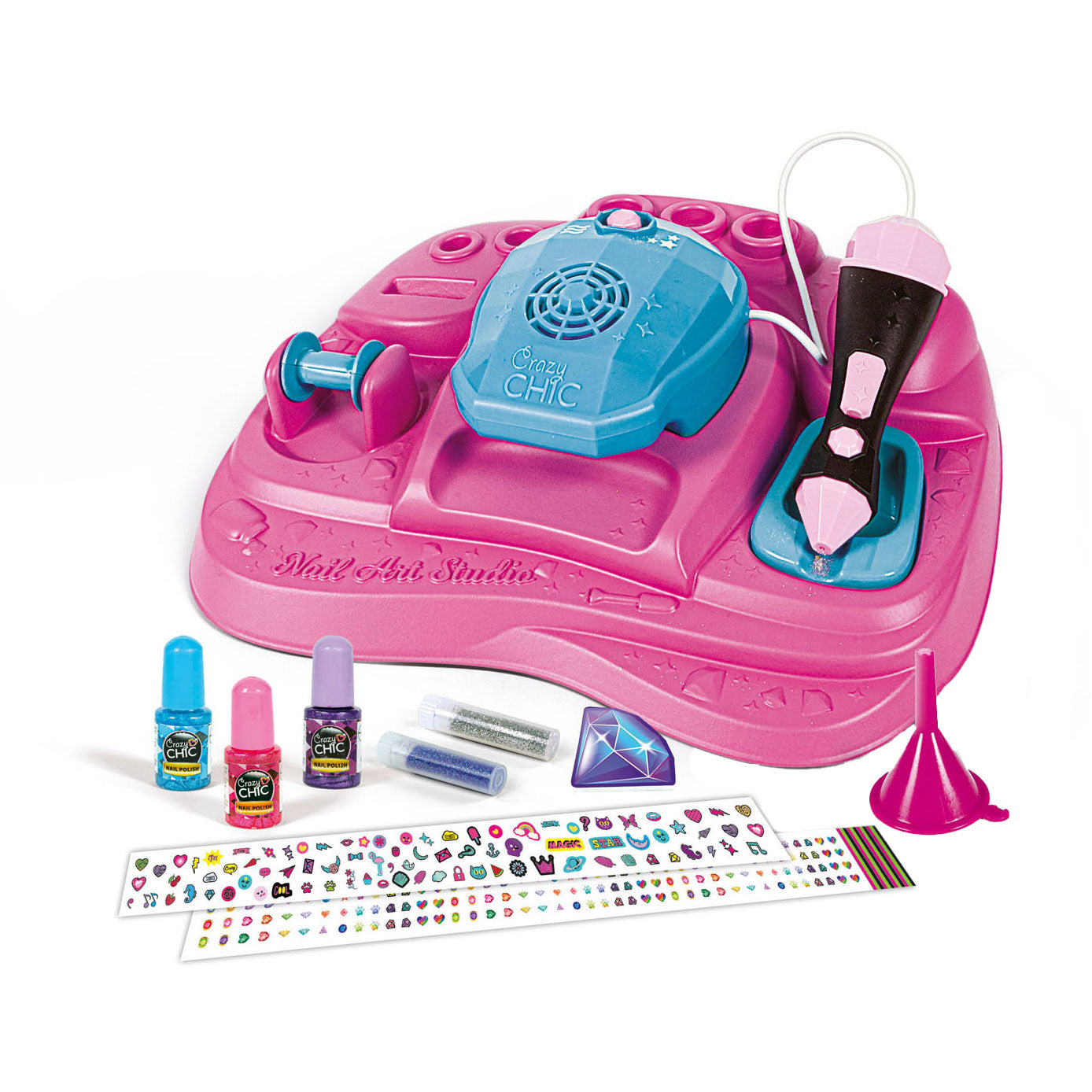 Clementoni crazy chic - nagelstudio voor kinderen - kinder nagellak met stickers, glitters en nageldroger - vanaf 6 jaar