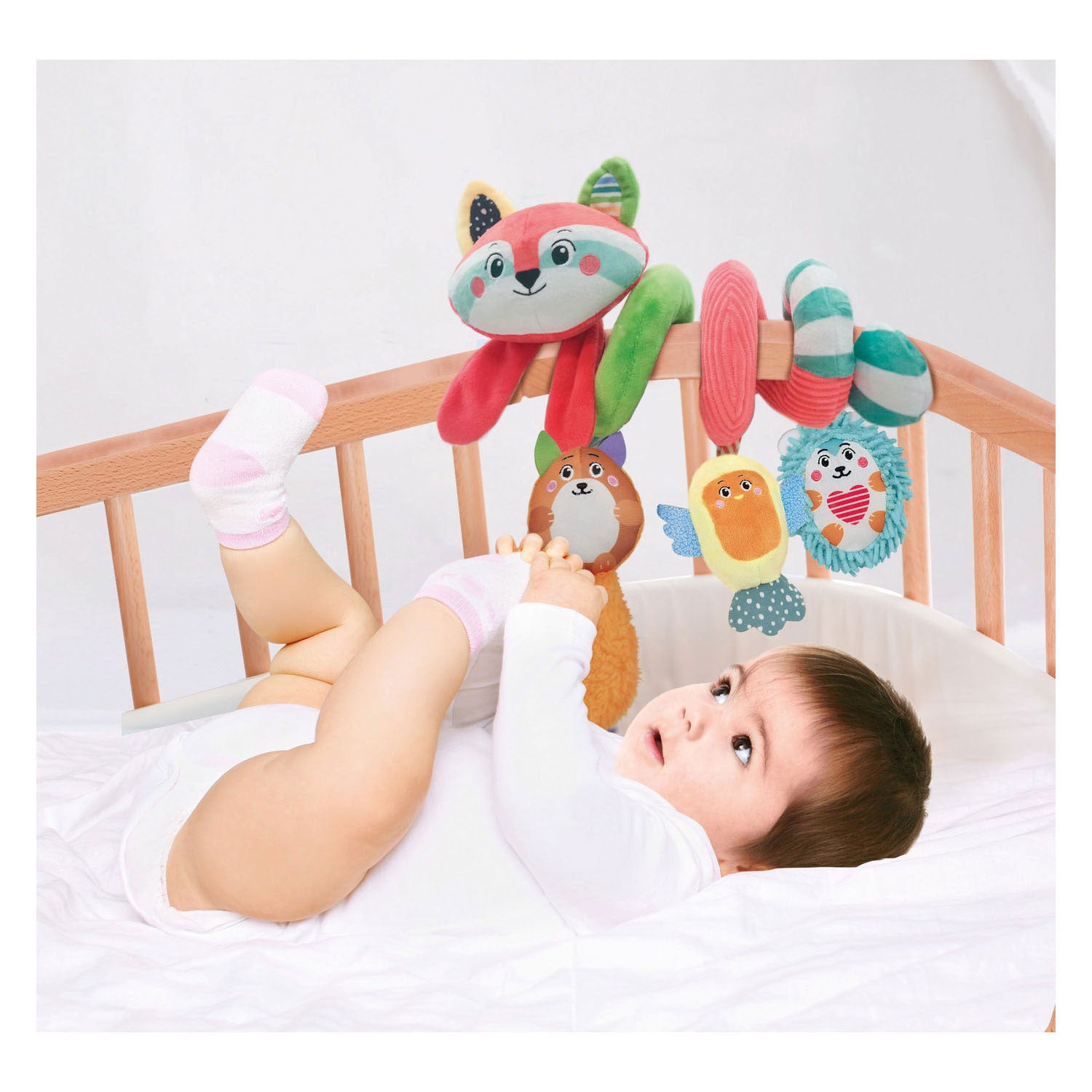 Clementoni babystoffen kinderwagenspiraal wasbier