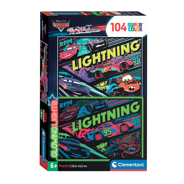 Clementoni Legpuzzel Super Color Glowing Lights - Auto's, 104st.