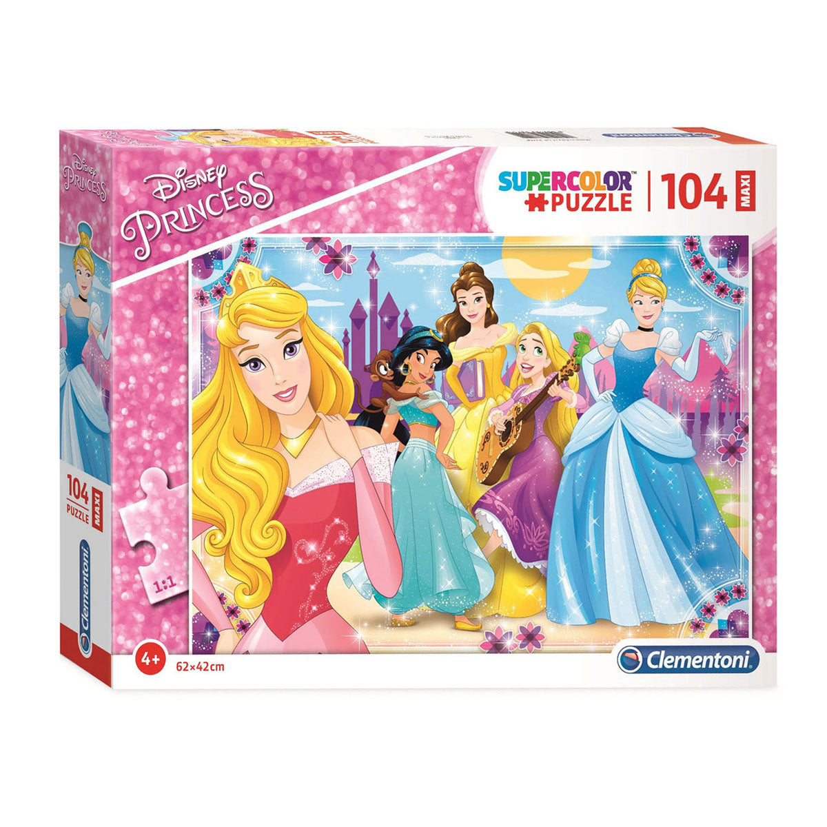 Clementoni legpuzzel super kleur maxi disney prinses, 104st.