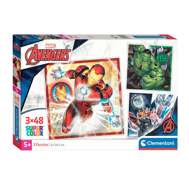 Clementoni legpuzzel superkleur vierkant wonder avengers, 3x48st.