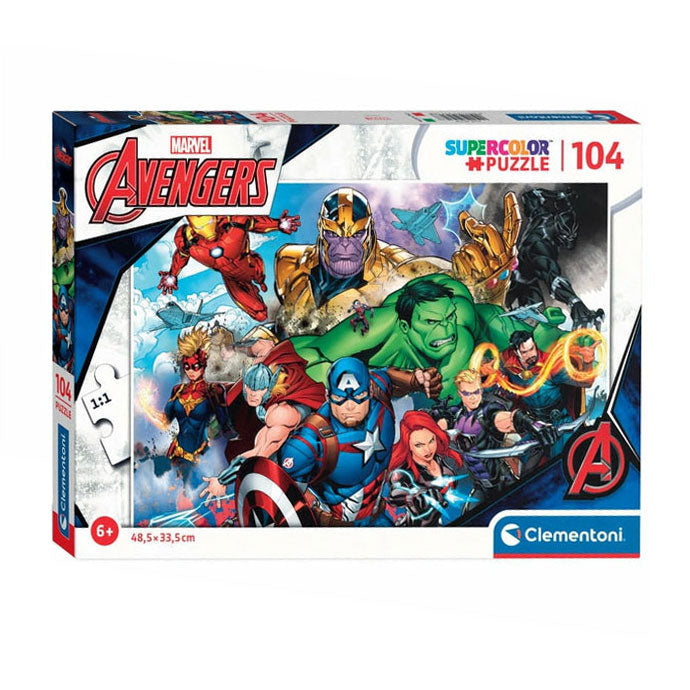Marvel clementoni legpuzzel super color avengers, 104st.