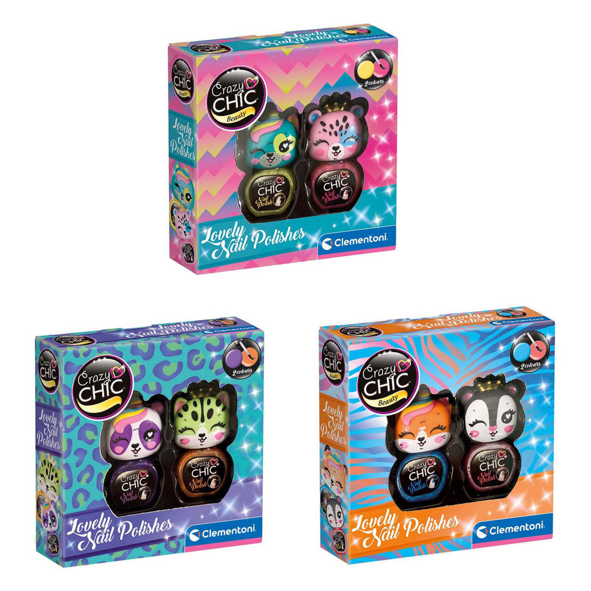 Clementoni gekke chic - nagellak dieren, 2st.
