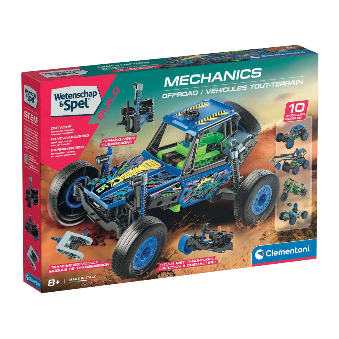 Clementoni wetenschap en spel - mechanica offroad bouwset, 10 modellen
