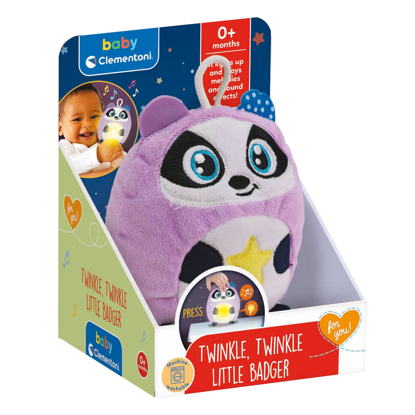 Clementoni baby twinkle twinkle kleine panda paars knuffel nachtlamp