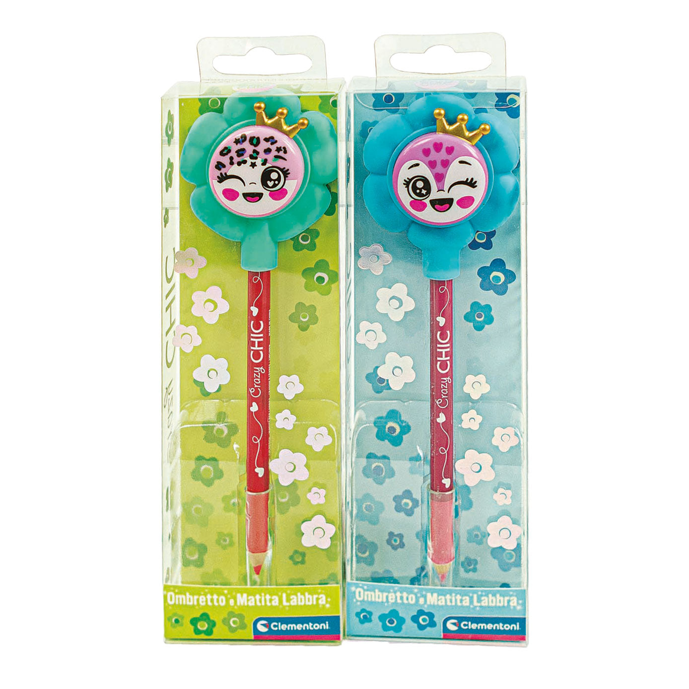 Clementoni crazy chic oogschaduw en lipliner bloem - turquoise blauw