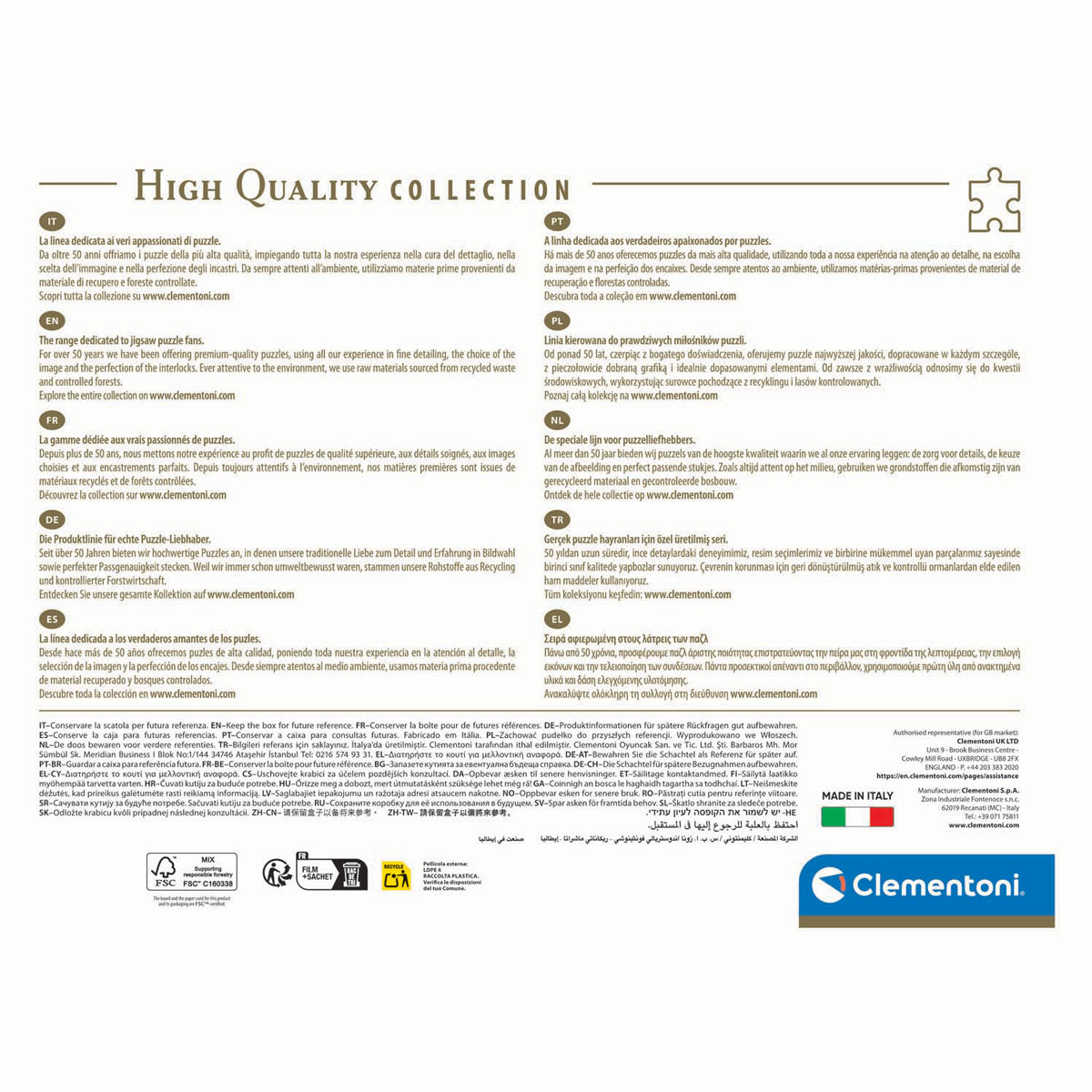 Clementoni legpuzzel kunstwerken uitzicht op het comomeer, 1000st.