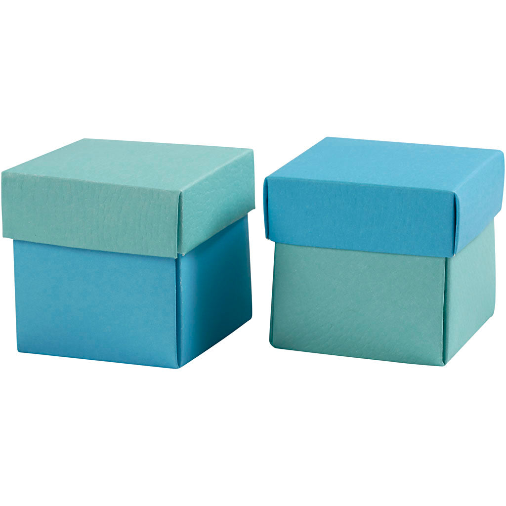 Vouwdoos, afm 5,5x5,5 cm, 250 gr, lichtturquoise donkerturquoise, 10 stuk 1 doos