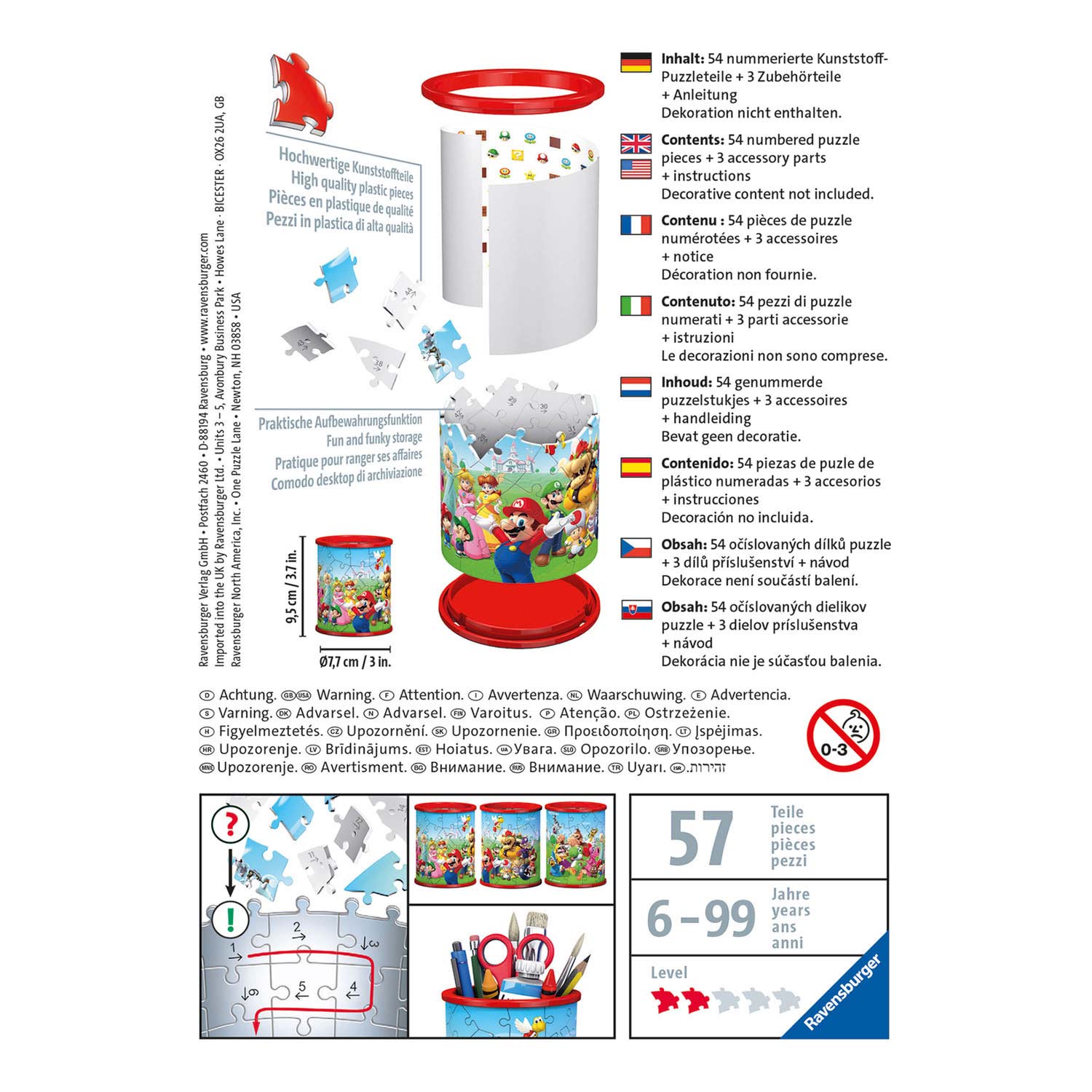 Ravensburger 3d puzzel pennenbak super mario - 54 stukjes