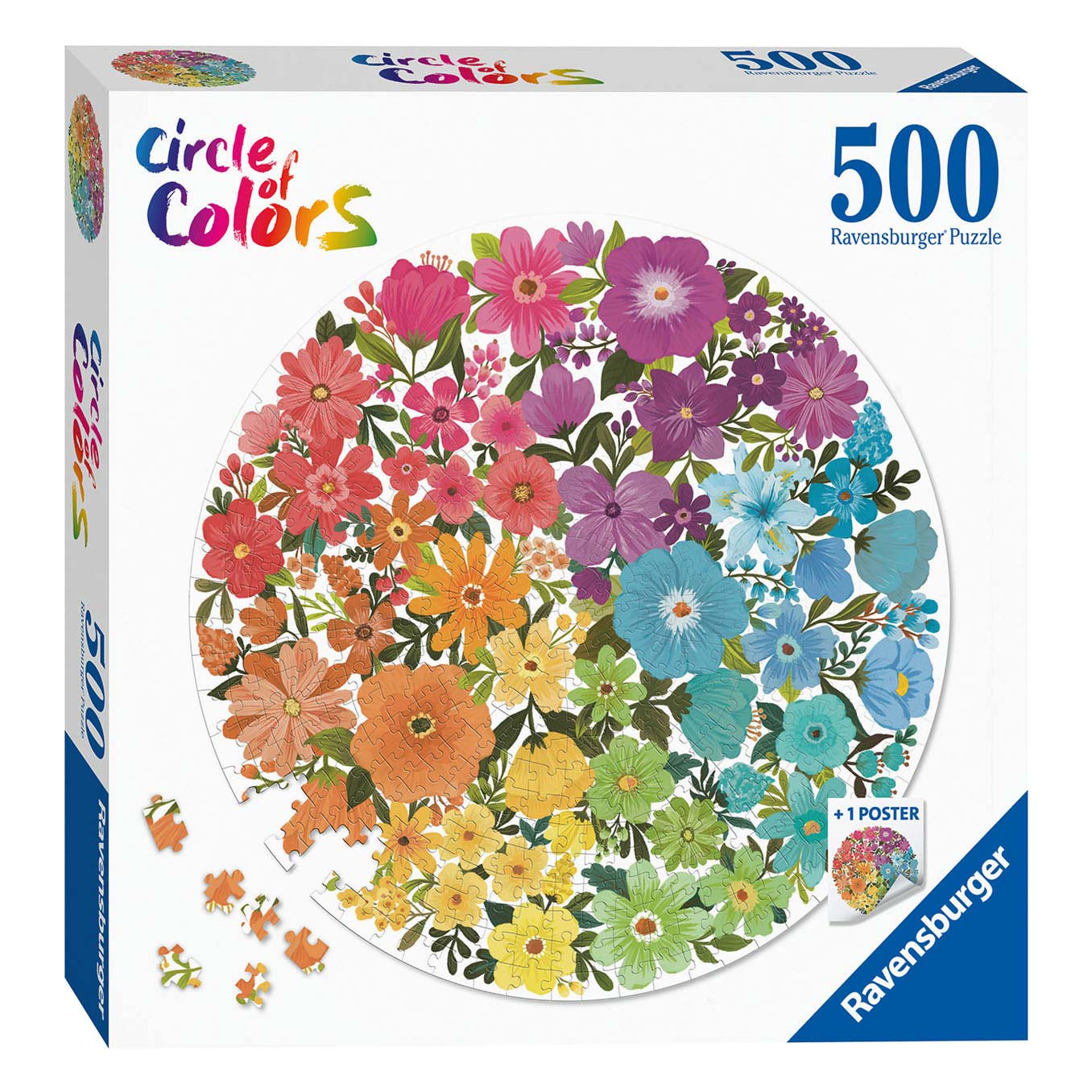 Ravensburger kleurenpuzzel - bloemen, 500st.