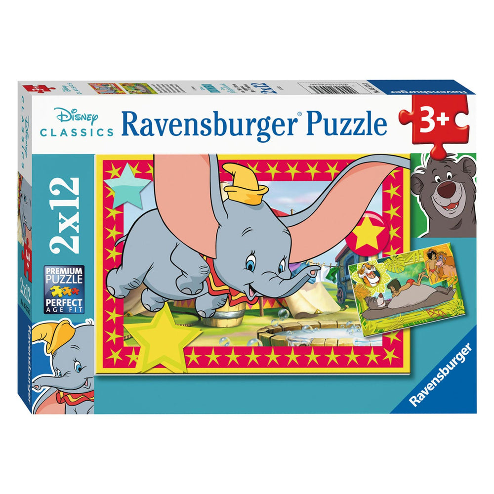 Ravensburger Disney Classics: Dumbo and The Jungle Book Jigsaw Puzzle, 2x12 pc.