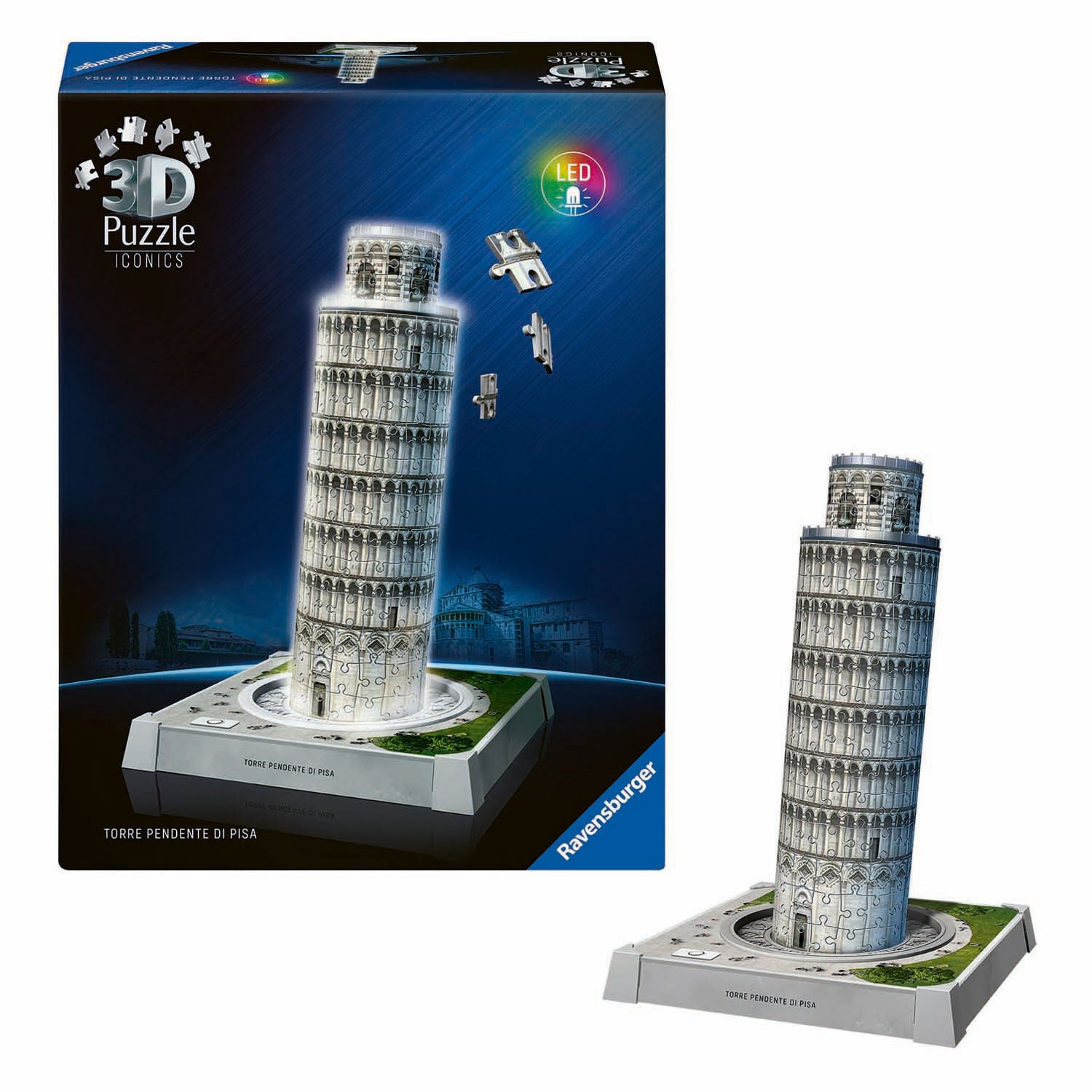 Ravensburger 3d puzzel iconics toren van pisa - met licht - 231st.