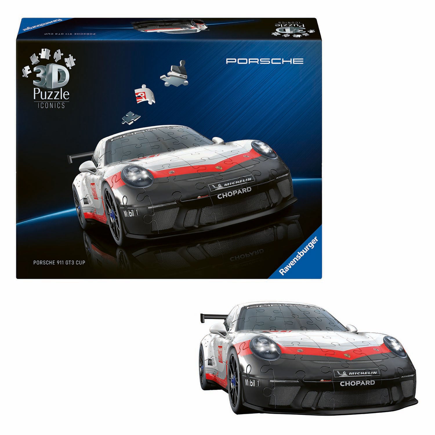 Ravensburger 3d puzzel iconics porsche 911 gt3 cup - 154st.