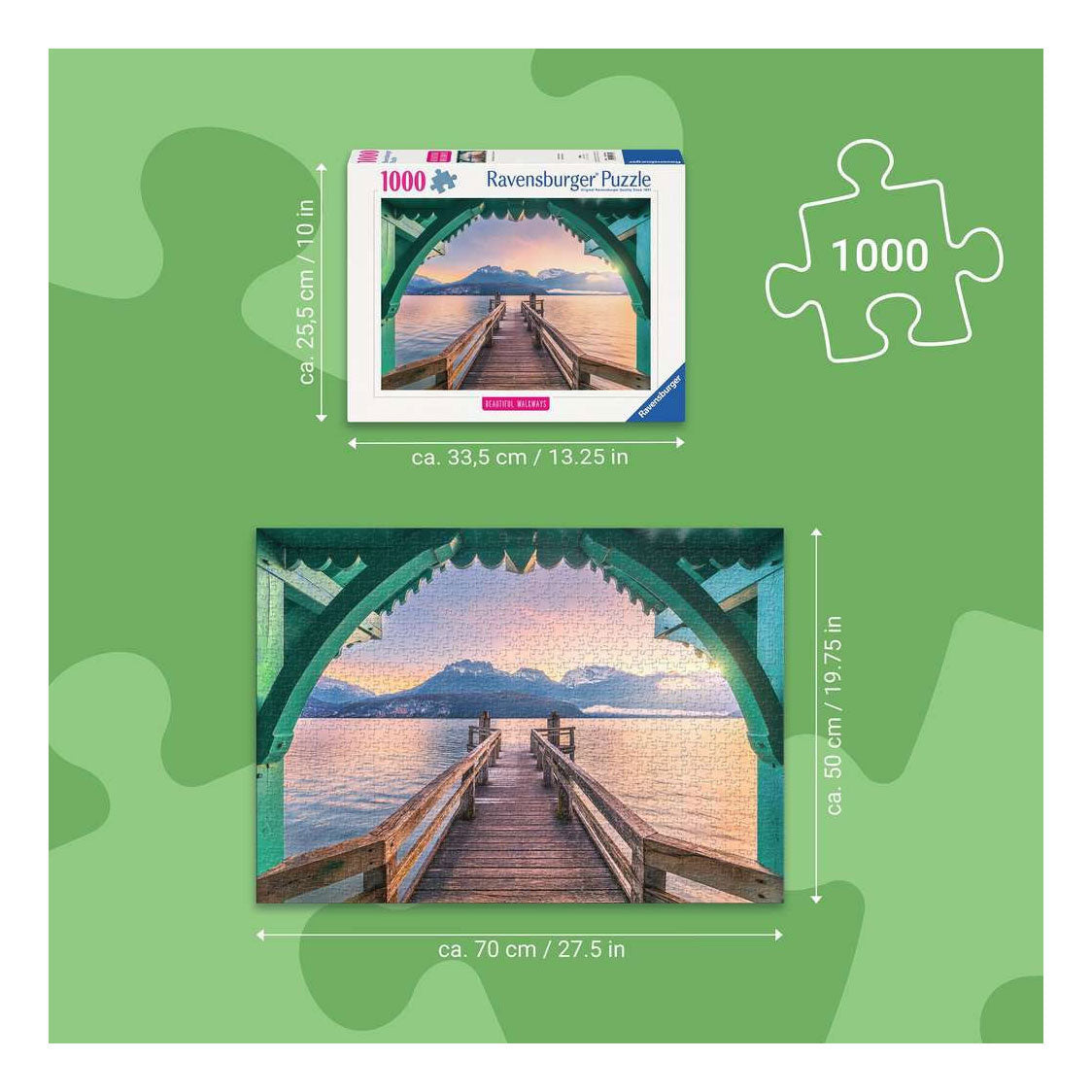 Ravensburger – legpuzzel – footbridge at lac d'annecy - 1000 stukjes – 70 x 50 cm