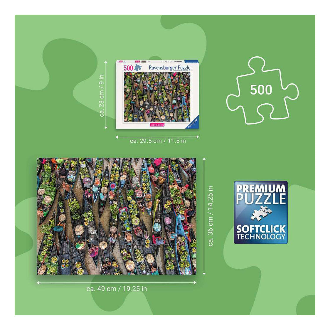 Ravensburger legpuzzel colorful markets no 1 - 500st.