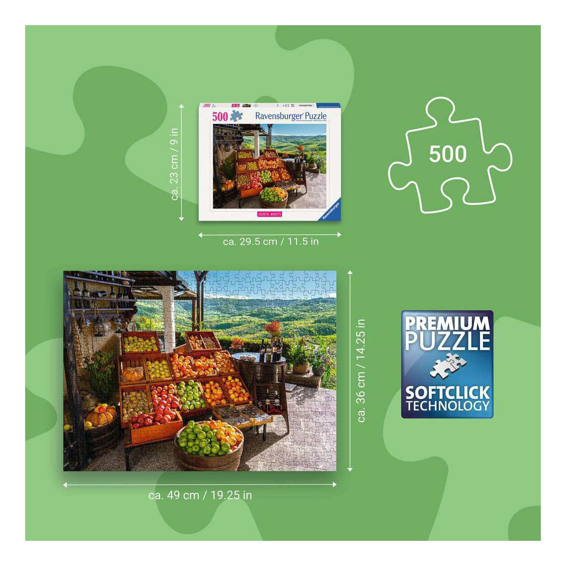 Ravensburger legpuzzel fruits and vegetables market, croatia - 500st.