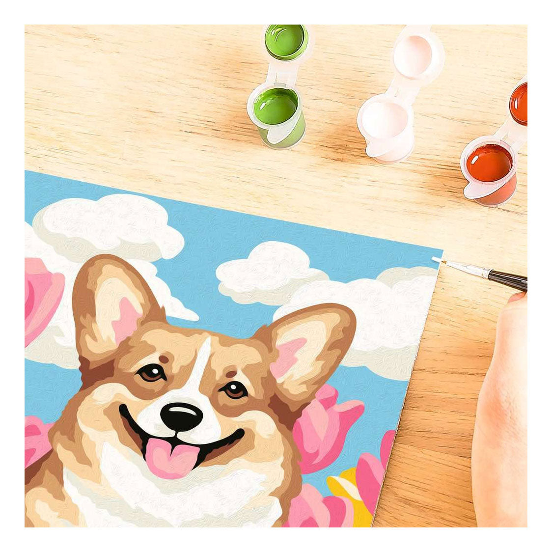 Ravensburger creart schilderen op nummer - bloemrijke corgi