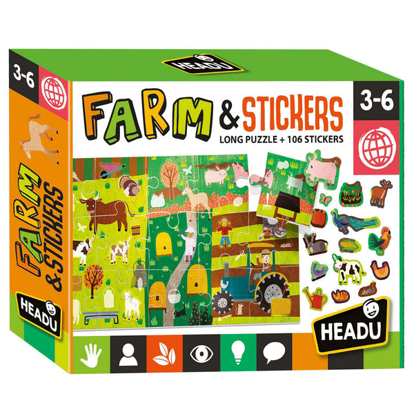 Headu Farm Puzzle with Reusable Stickers