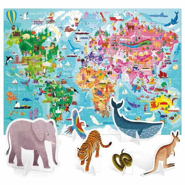 Headu World Puzzle with 3D Elements, 108 pcs.