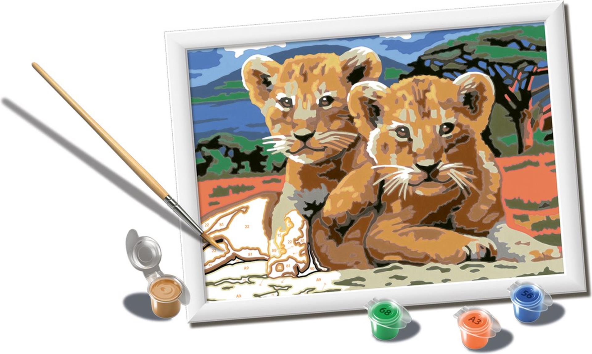 Ravensburger creart schilderen op nummer - kleine leeuwenwelpjes