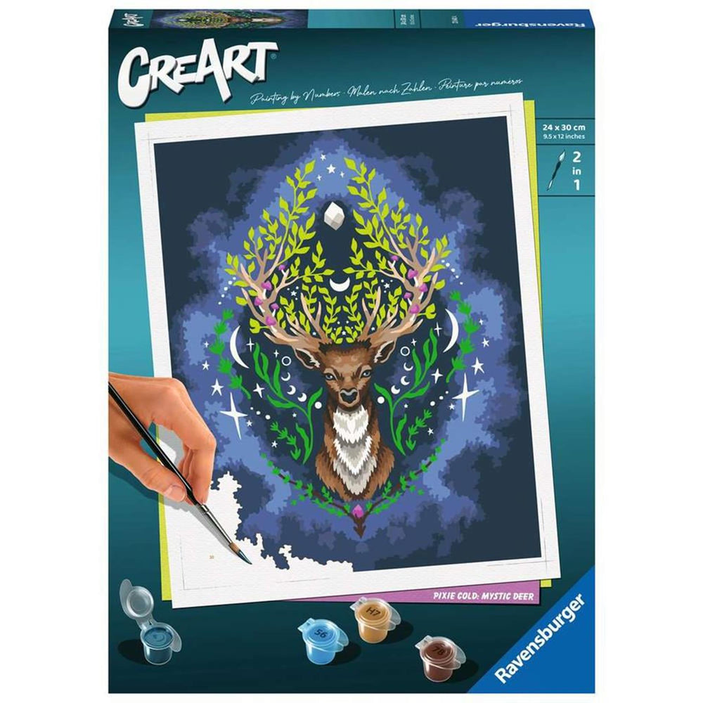 Ravensburger pixie cold: mystic deer - schilderen op nummer voor volwassenen