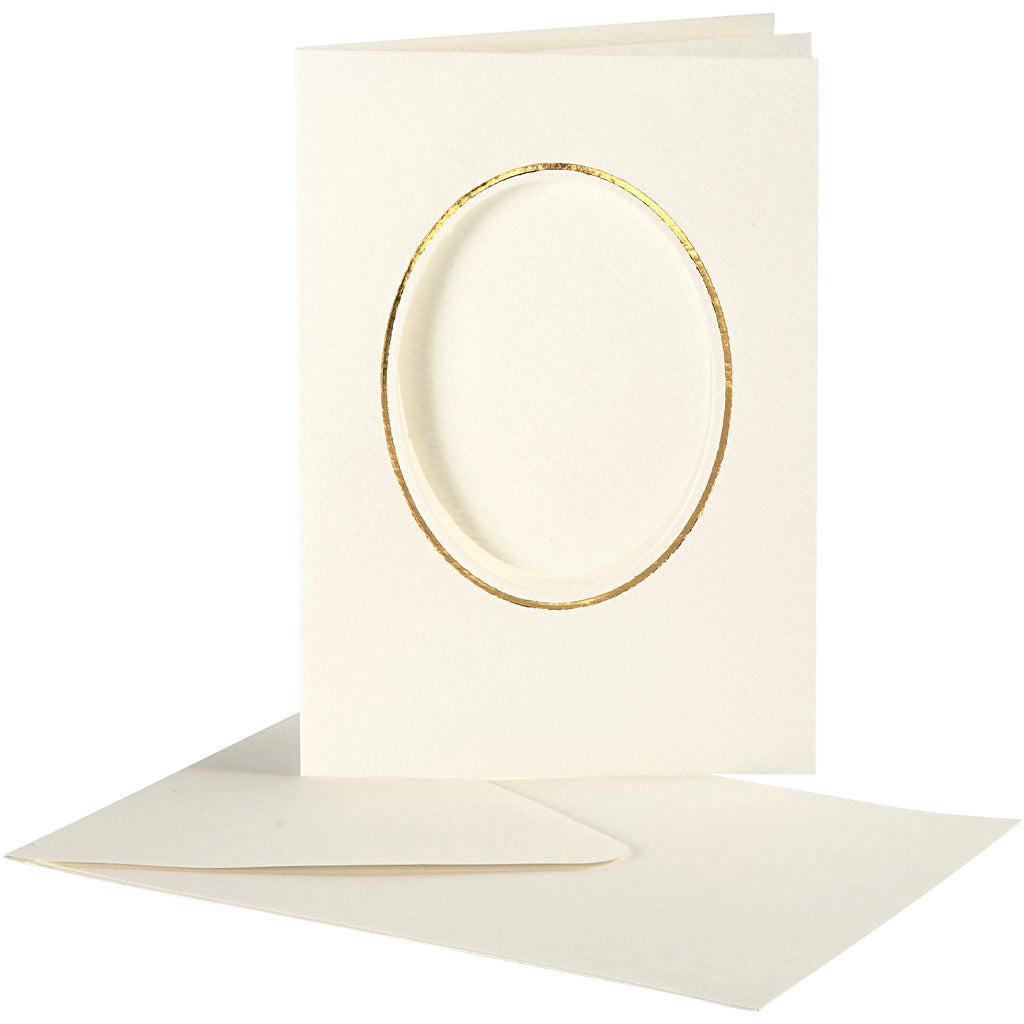 Creativ company https: www.cchobby.nl passepartout-kaarten-ovaal-met-gouden-rand-afmeting-kaart-10-5x15-cm-afmeting-envelop-11-5x16-5-cm-off-white-10-set-1-doos