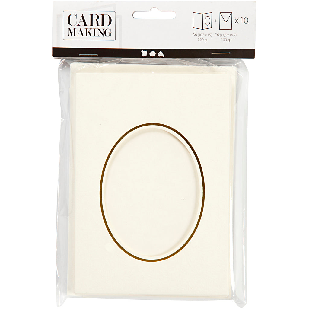 Creativ company https: www.cchobby.nl passepartout-kaarten-ovaal-met-gouden-rand-afmeting-kaart-10-5x15-cm-afmeting-envelop-11-5x16-5-cm-off-white-10-set-1-doos