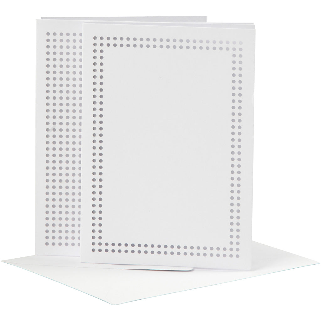 Creativ company kaarten om te borduren, afmeting kaart 10,5x15 cm, afmeting envelop 11,5x16,5 cm, wit, 6 set 1 doos