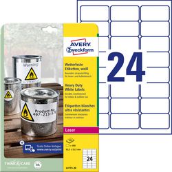 Weerbestendige labels avery l4773-20 63,5x33,9mm 20 vel