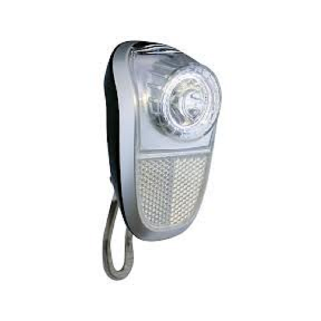 Union LED Headlight Mobile argent noir. Dynamo moyeu (emballage atelier)