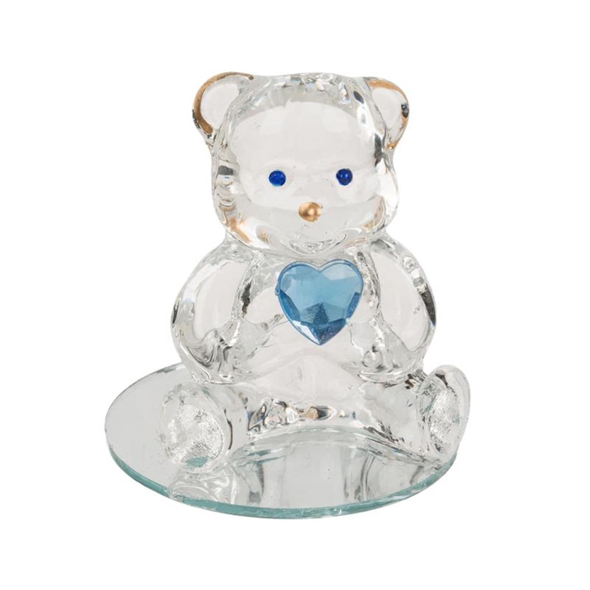 Out of the blue glazen beer met hart ca. 4,5cm in doosje