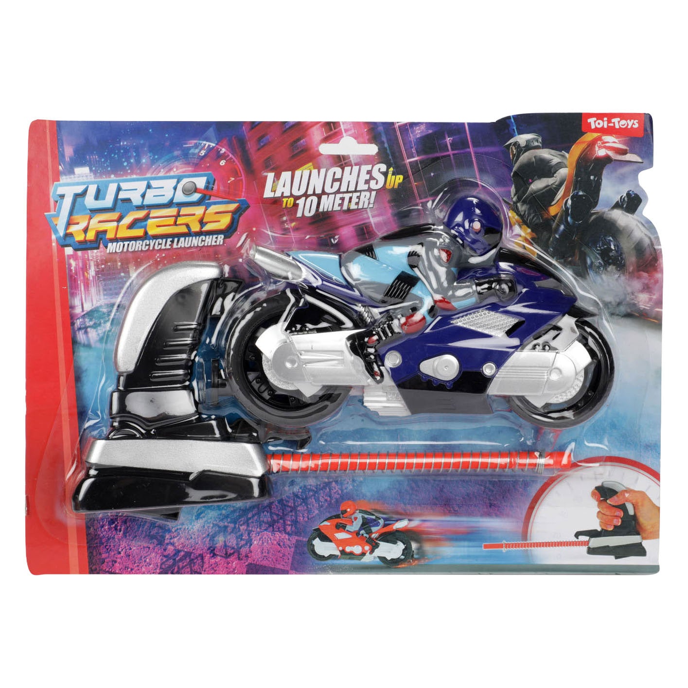 Toi-toys turbo racers rijder op motor met afschieter