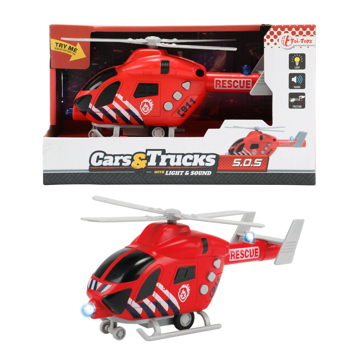 Toi-toys brandweer helikopter met licht en geluid
