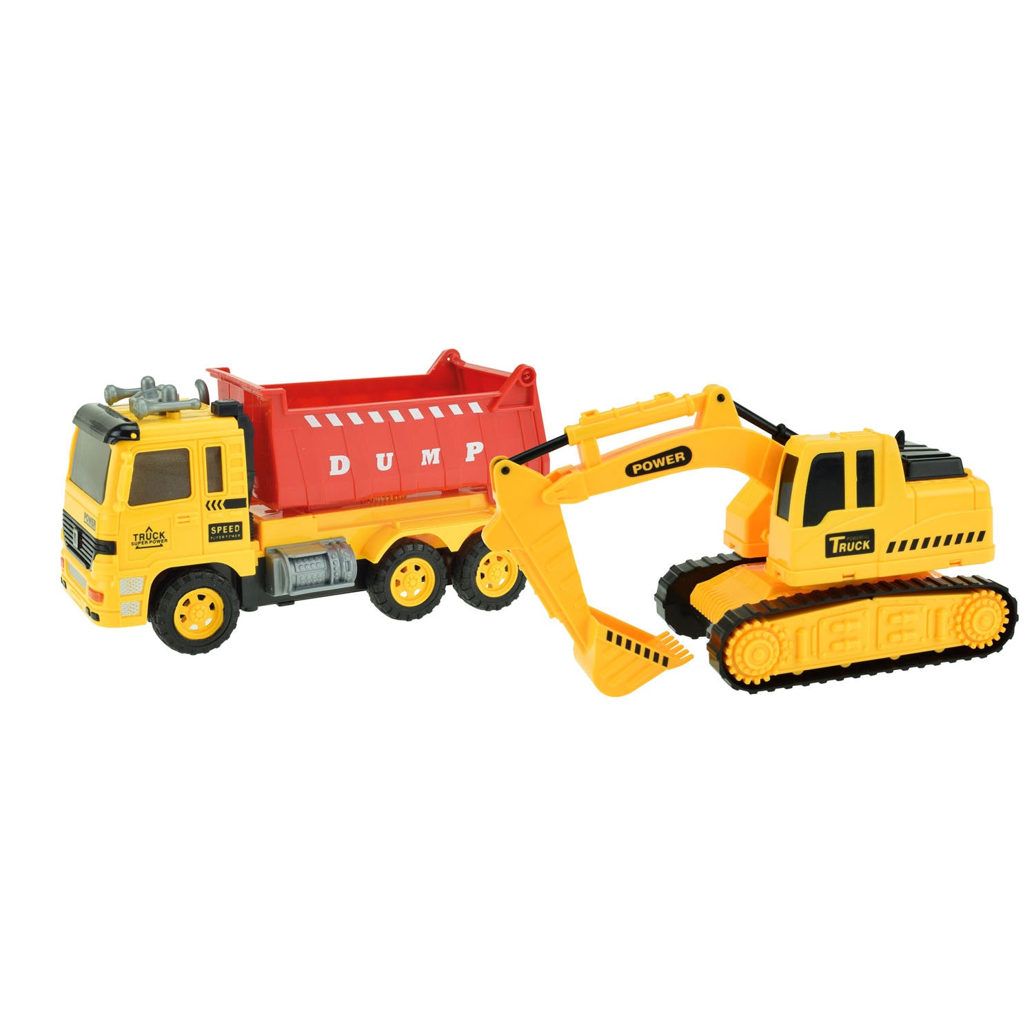 Cars trucks vehicool kiepwagen met graafmachine