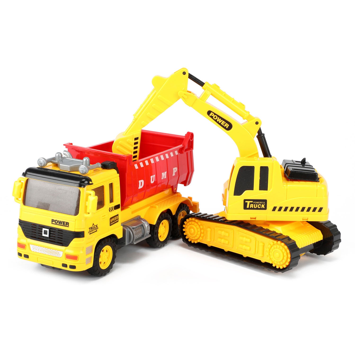 Toi-toys auto's vrachtwagens kiepwagen met graafmachine