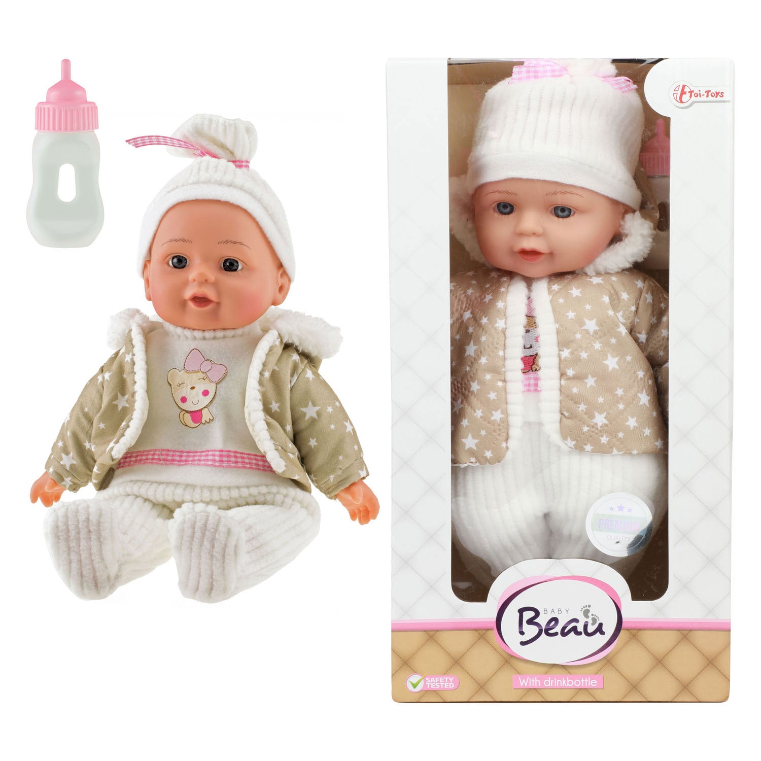 Toi-toys heerlijke baby babypop winterkleren en flesje