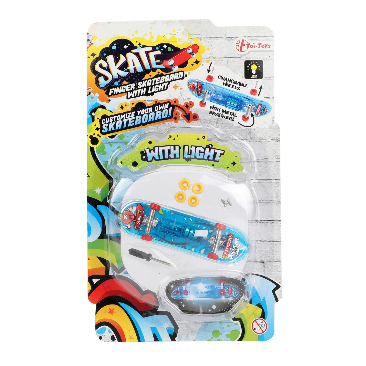 Toi-to vingerys skateboard met licht en extra wielen