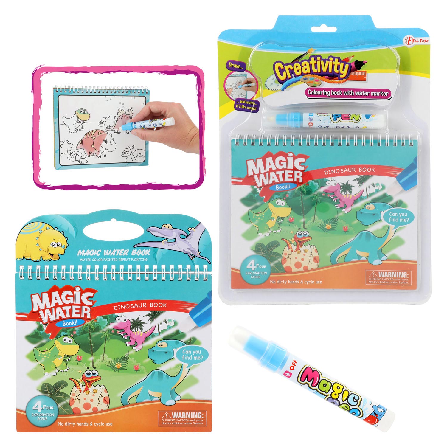 Creativiteit Kleuren met Water Dino met Stift