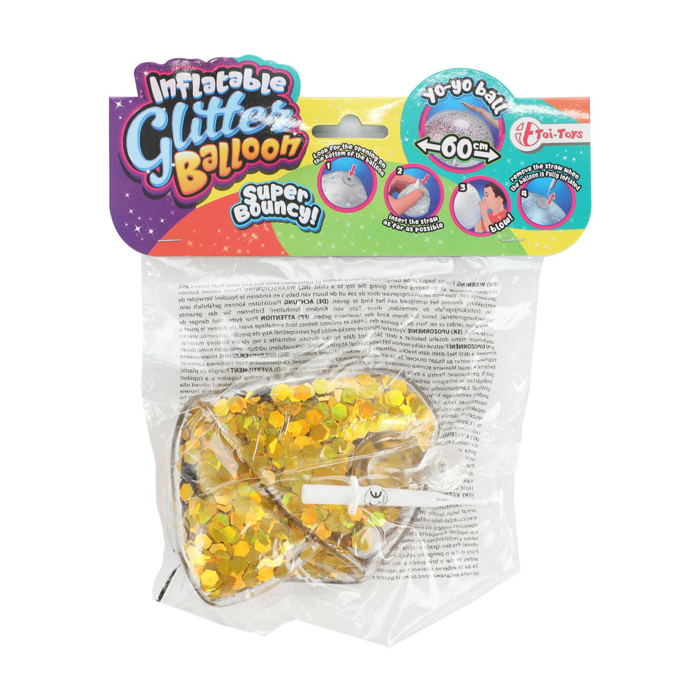Toi-toys opblaasbare glitterballon, 60cm