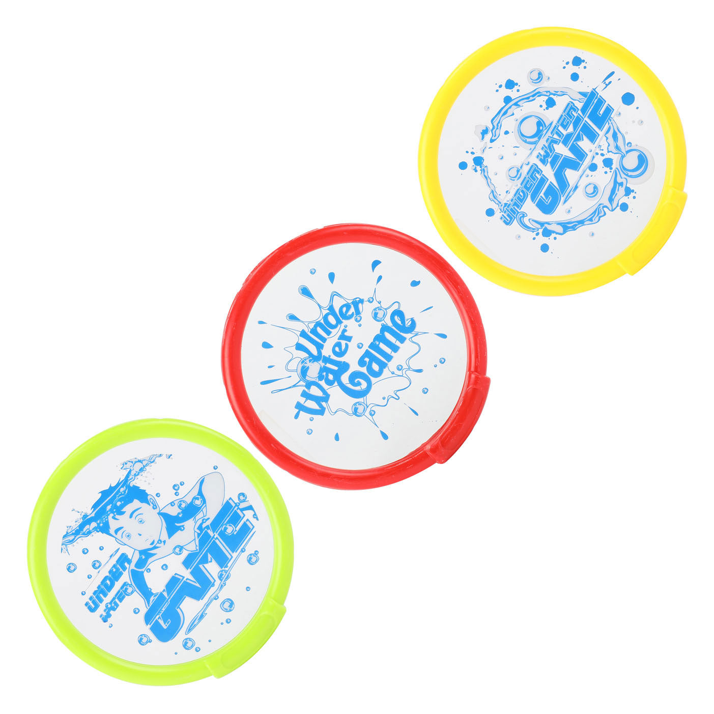 Splash duikringen 13cm groen geel rood 3-delig