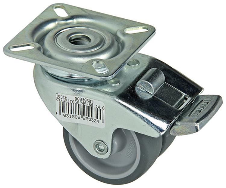 Mack by tente 1014735 - dubbel zwenkwiel 50mm op plaatmet rem | 8 stuks
