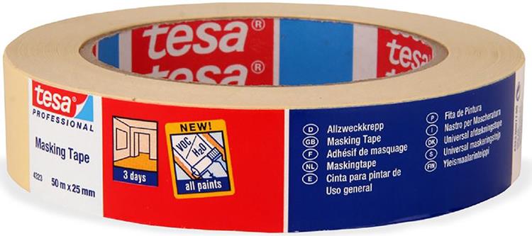 Tesa professional tesa standard 04323-00041-00 schilderstape tesakrepp beige (l x b) 50 m x 25 mm 1 stuk(s)