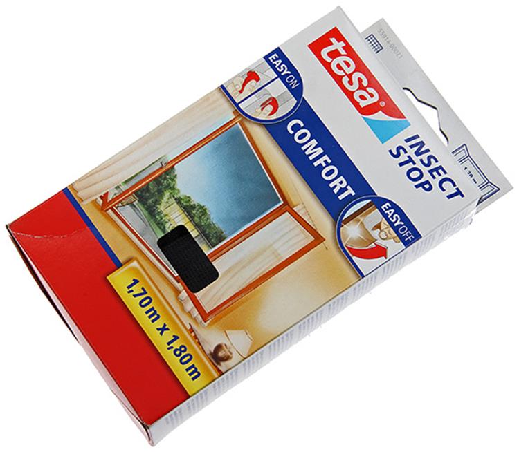 Tesa insect stop h l fly screen premium for windows - hor met sterke klittenband, verwijderbaar zonder resten, op maat snijden - 170 x 180 cm - antraciet (transparant)