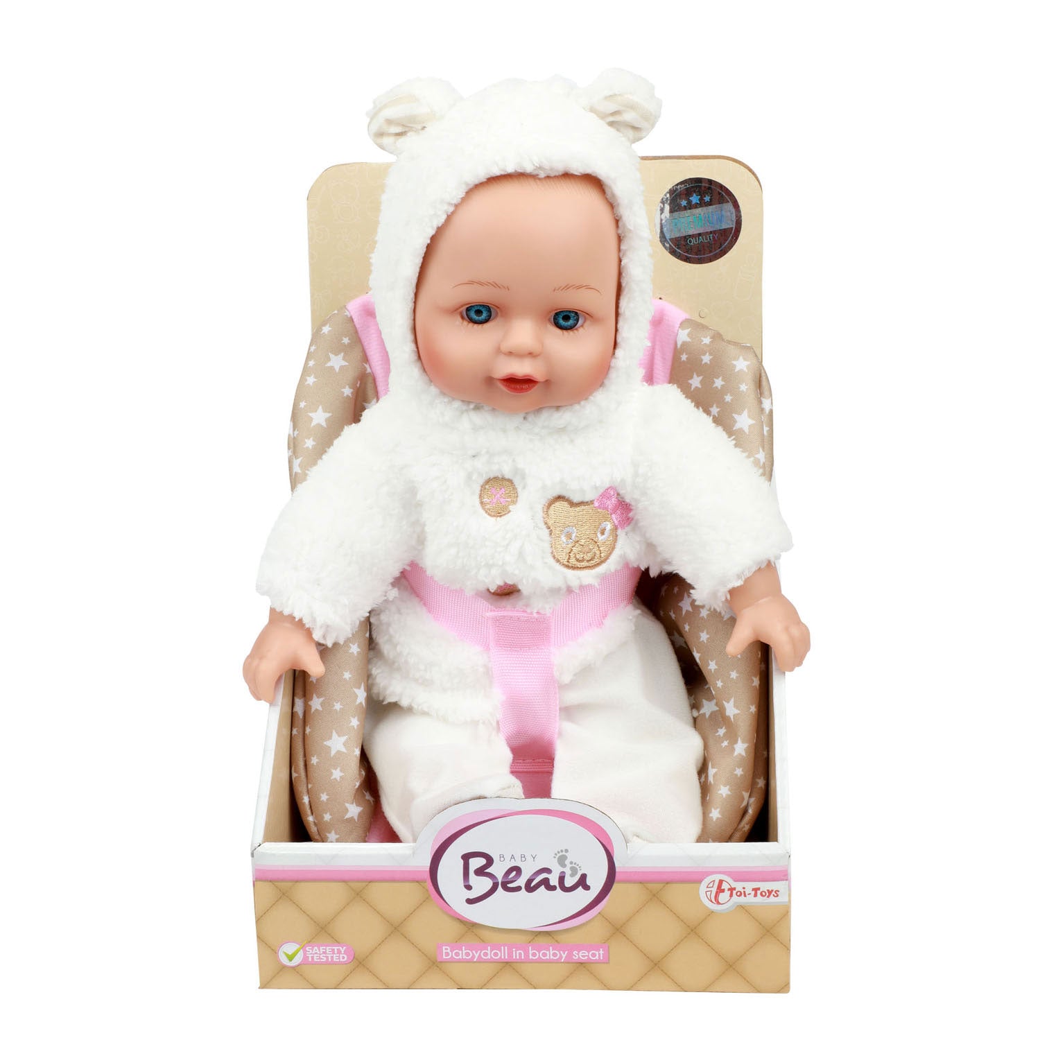Baby Beau Babypop in Poppenzitje, 33cm