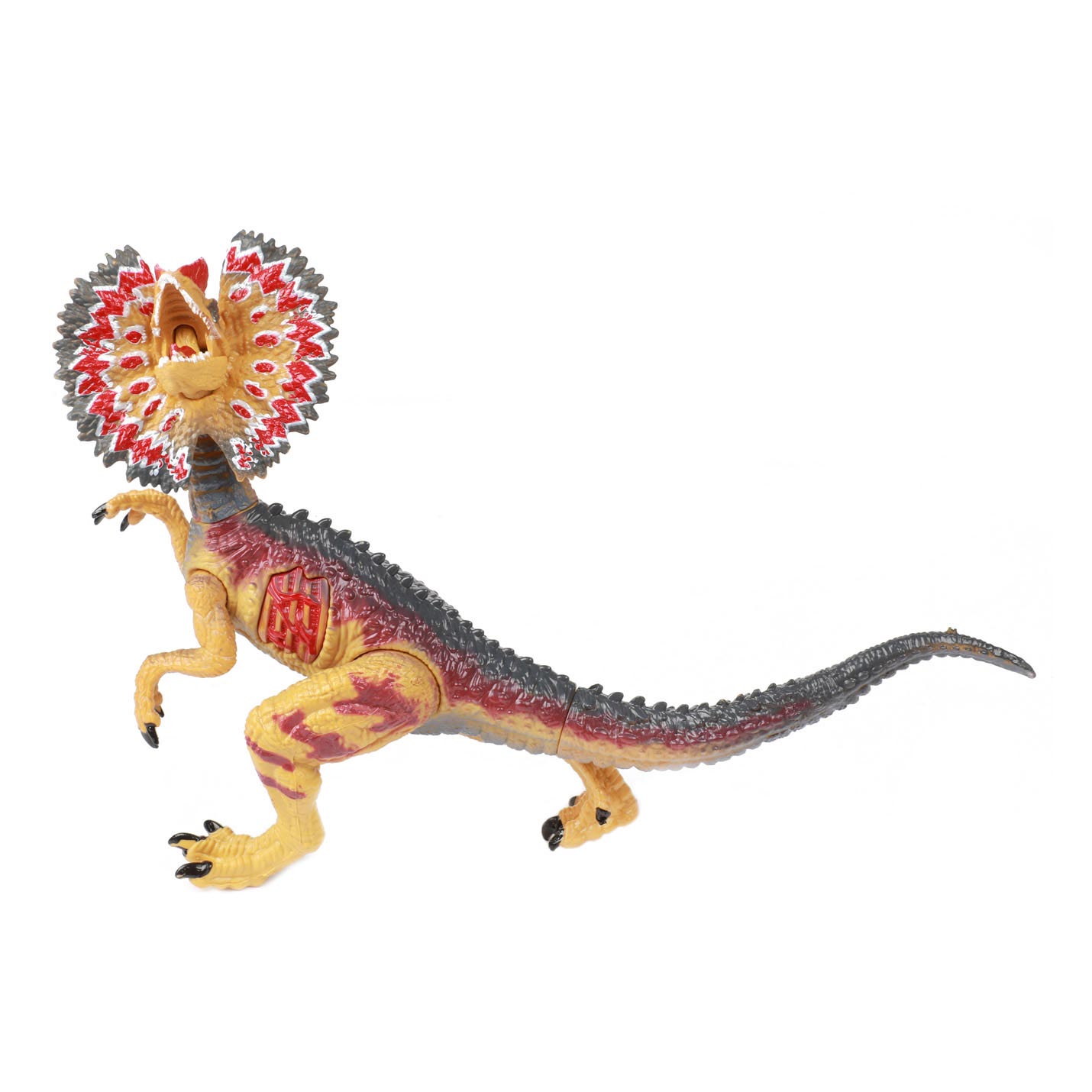 Wereld van dinosaurussen dilophosaurus, beweegbare dino met geluid