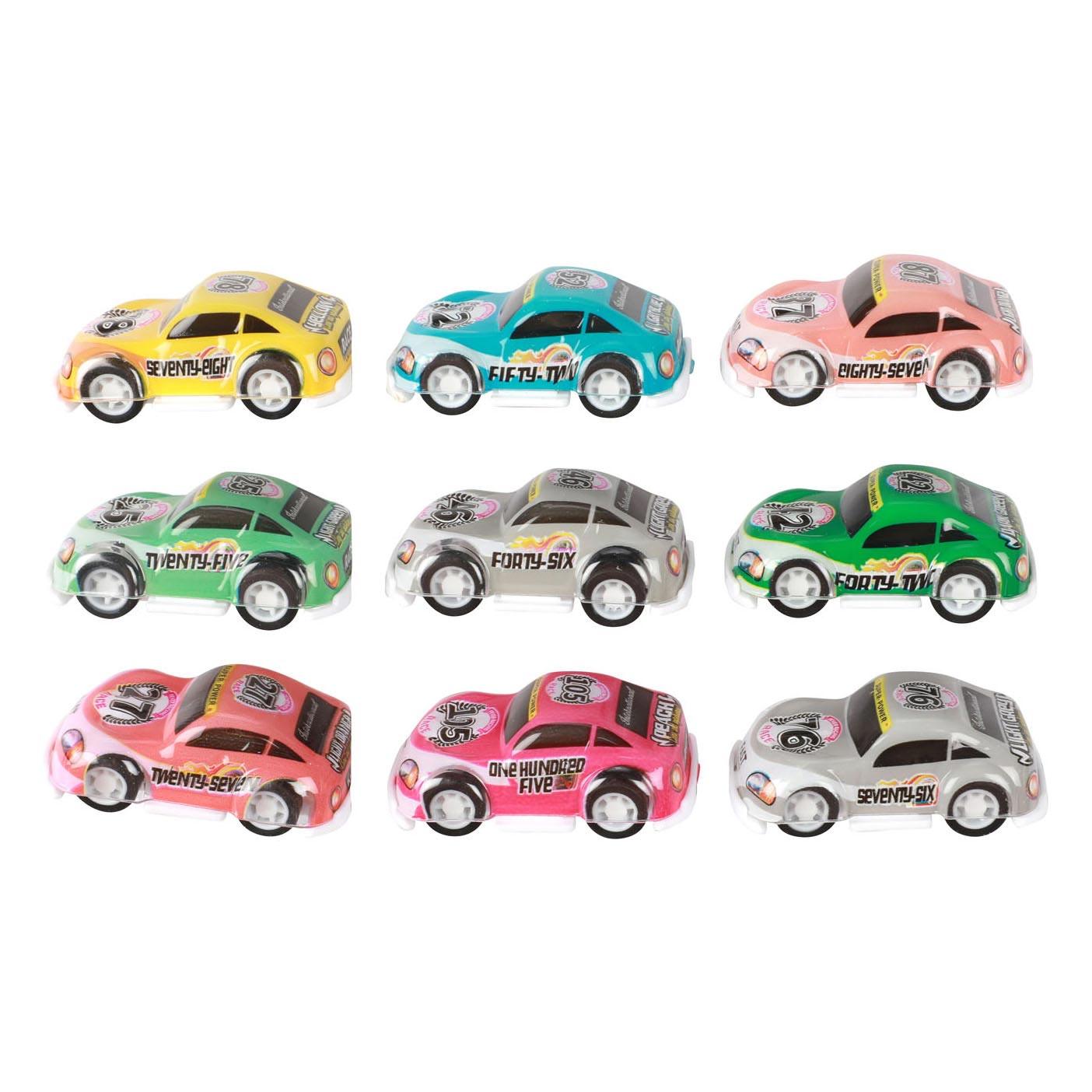 Turbo Racers mini rally pull-back cars, 9 pcs.